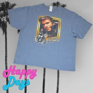 Unisex Happy Days Fonz Motorrad Retro T-Shirt Schieferblau XXL DEFEKT - Bild 1 von 7