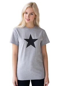 Black Star T Shirt Retro Vintage Geometric 70s Women's Yoga Graphic Printed Tee - Picture 1 of 8