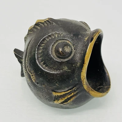 Walter Bosse oder Ära Fisch Kugelfisch Aschenbecher Messing 50er 60er - Bild 1 von 4