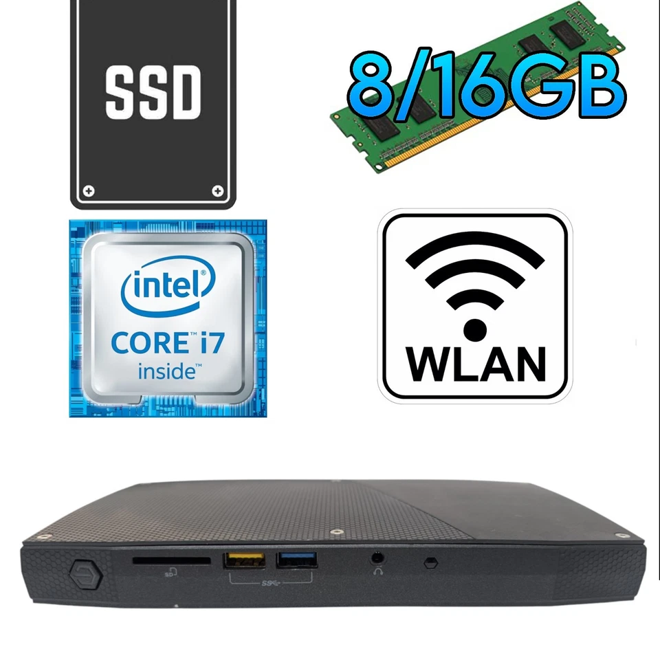 Intel NUC 6i7KYK i7 6770HQ 8/16/32GB RAM 256GB NVME SSD Wifi Mini PC USFF WLAN - Bild 1 von 4