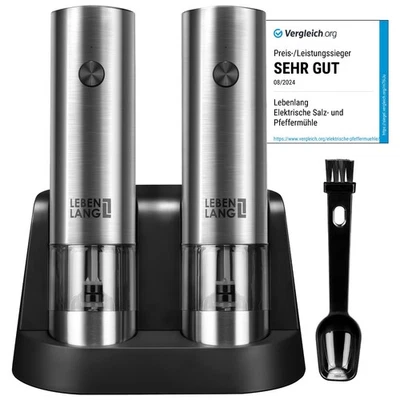 LEBENLANG Salz und Pfeffermühle Elektrisch - Wiederaufladbar & Viel Zubehör - Bild 1 von 4