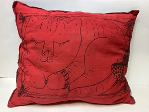Vintage 1966 Charmion Arlington, Vermont illustrierte Katze Kunst Kissen Kinder MCM - Bild 1 von 9