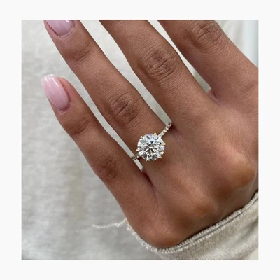 Diamond Ring E VS1 IGI Round 2.72 Ct Labcreated 14K White Solid Gold Sizes 4 - 9 - Image 1 of 4