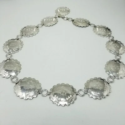 Vintage Silver Tone Chain Panel Waist Belt Southwestern Style Design 30 Inch - Image 1 of 4