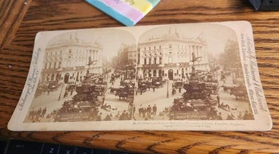Старинная стереоскопическая карточка 1896 года цирка Пикадилли Лондон от Underwood & U - Изображение 1 из 2