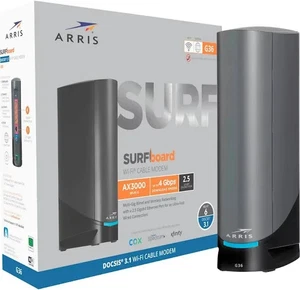 ARRIS SURFboard 4 Gig DOCSIS 3.1 Cable Modem & Wi-Fi 6 Router Combo - Blk - Picture 1 of 9