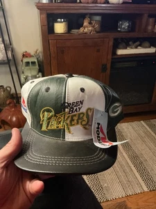NFL Green Bay Packers Echtleder Snapback Cap Mütze - Made In USA VINTAGE - Bild 1 von 2
