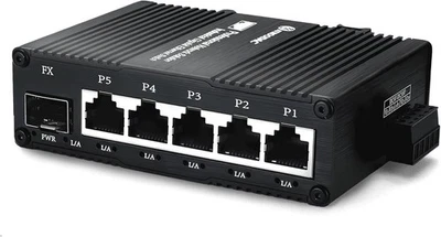 Mini Industrial 5 Port Gigabit Ethernet Switch + 1G SFP Slot, DIN Rail  - Image 1 of 4