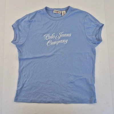 POLO JEANS CO. Camiseta XL Azul Mujer 100% Algodón Casual Manga Corta Top - Imagen 1 de 4