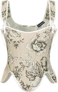 Scarlet Darkness Bustier Renaissance Floral Lace Up Bodyshaper Korsett schwarz 16 - Bild 1 von 3