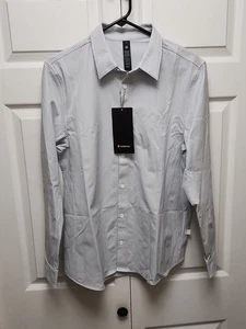 Lululemon Men’s New Venture Classic Fit LS Shirt Blue/White Thin Stripe Medium - Picture 1 of 6
