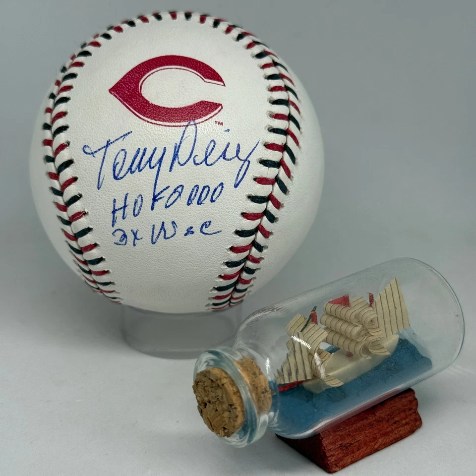 Tony Perez signed Reds Team Stitch Logo Baseball JSA COA Inscribed HOF WSC A3875 - Image 1 of 1