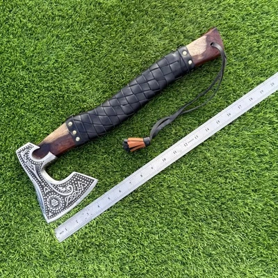 Hacha de lanzamiento Tomahawk de acero al carbono forjada a mano Viking VALHALLA + funda Z-362 Foto 1 de 4