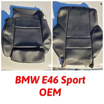 Cubierta de asiento delantero deportiva genuina BMW E46 negra 330i OEM 8099176 revestimiento de tapicería Foto 1 de 4
