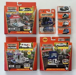 Matchbox Action Drivers Bundle ,Pizza Hut, Police Center, Fed Ex Store +Vehicles - Picture 1 of 8