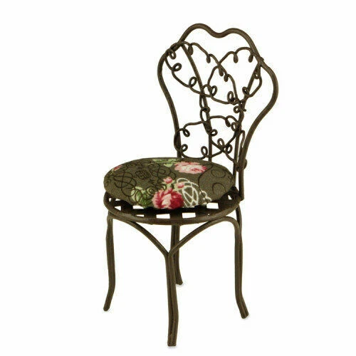 SILLA DE JARDÍN Casa de Muñecas Miniatura Escala 1:12 REUTTER METAL MARRÓN con COJÍN Foto 1 de 1