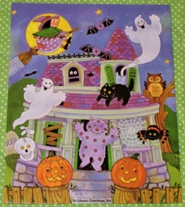 VINTAGE GIBSON HALLOWEEN STICKERS~WITCH~GHOSTS~PUMPKINS~CATS~BATS~SPIDER~SKULL+ - Picture 1 of 1