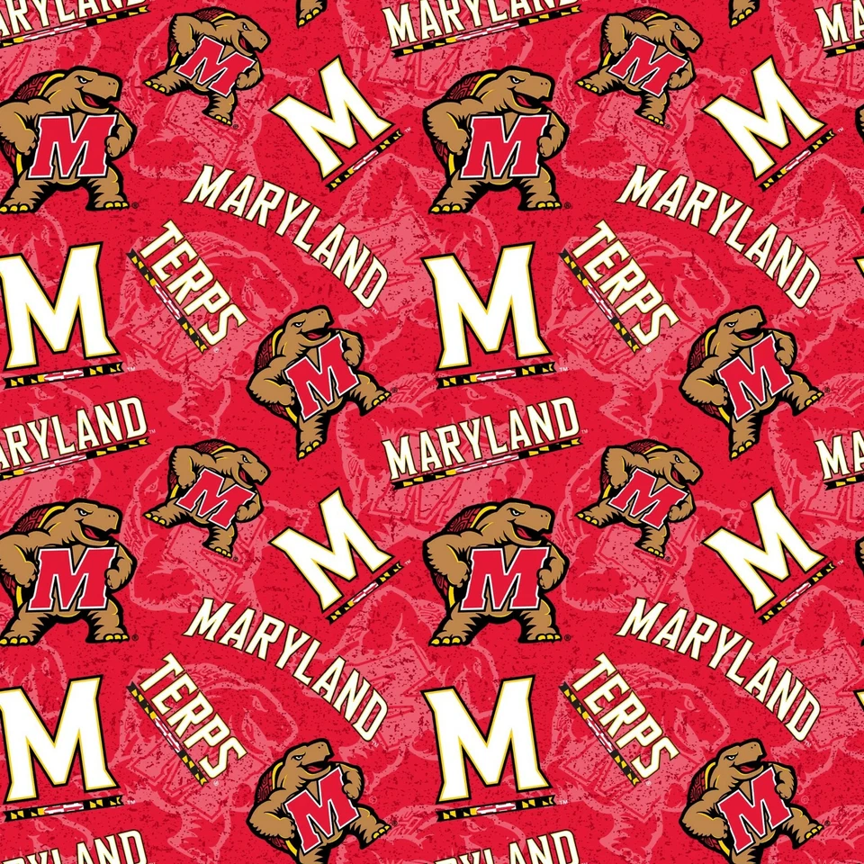 SYKEL ENTRPRISES University of Maryland Cotton Fabric with Tone ON Tone D...