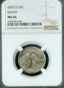 2007 D IDAHO QUARTER NGC MS66 BUSINESS STRIKE 2ND FINEST GRADED * - Picture 1 of 2