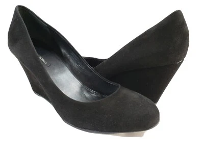 Cuña de gamuza VIA SPIGA Farley talla 10 negra hecha en Italia Foto 1 de 4