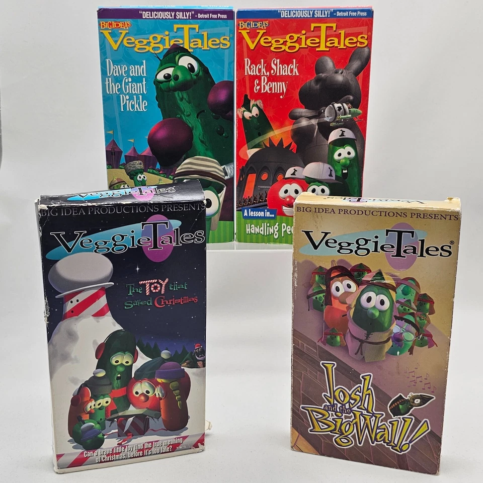 VeggieTales Lot 4 VHS: Dave & The Giant Pickle, Josh & The Big Wall, and More - Image 1 of 4