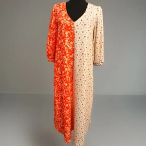 Asos Dress 2 Womens Maxi Two Tone Floral Cottagecore Artsy Art To Wear Peasant - Picture 1 of 7