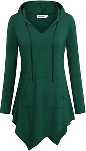 Tencole Large Long Sleeve Asymmetrical Hoodie Pocket SweatShirt Tunic Top Shirt - Picture 1 of 4