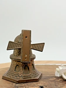 Vintage Figurine Solid Brass Wind Mills Desk Ornament 7 cm Art Deco - Picture 1 of 8