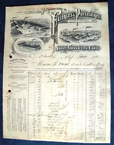 ST AMAND LES EAUX 2 x Factures 1914 1922 / FAÏENCES ET PORCELAINES - Bild 1 von 2