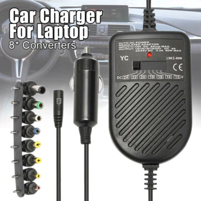 80W Universal Laptop Auto Car Charger Adapter 12V Fit For DELL HP TOSHIBA SONY Z - Image 1 of 4
