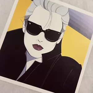 Patrick Nagel Book Plate Mini Print 5" Sq Dark Shades Vtg 80s Pop Art Deco Bold - Picture 1 of 9
