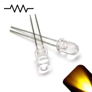 20 x 12v 5mm Luz LED Oro Amarillo Resistencia Interna Ultra Brillante 5v-15v 9v No - Imagen 1 de 2