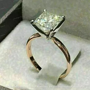 2.5Ct Princess Cut Lab Created Diamond Engagement Ring 14K Yellow Gold finish - Picture 1 of 5
