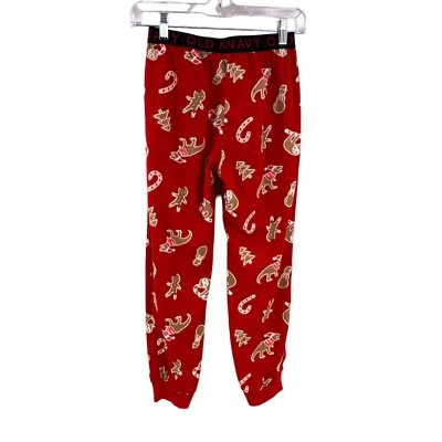 Old Navy Boys Kids Pajama Bottoms Lounge Pants Size Large Red w/Dogs Candy Canes - Image 1 of 4