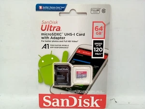 SanDisk 64gb Ultra Usd 120mb/s C10 Uhs - SDSQUA4-064G-AN6MA , MicroSDXC UHS-I C - Picture 1 of 5