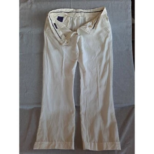 Pantalones de vestir Ralph Lauren para hombre 36 pliegues de lino etiqueta púrpura Italia crema pantalones chinos - Imagen 1 de 8