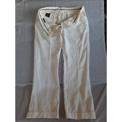 Ralph Lauren Men 36 Linen Fold Dress Pants Purple Label Italy Cream Chino Pants - Image 1 of 4