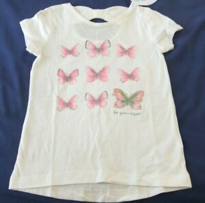 NWT Toddler Girl 4T Carter's Shirt Short Sleeve Butterflies Glitter BE YOU-NIQUE