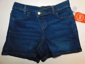 Girls Jean Shorts Large 10 12 Dark Wash Pull On Stretch Mock Snap - Picture 1 of 5