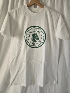 Vintage Rolling Rock "33" Logo weiß TShirt Rundhals Kurzarm Größe Small - Bild 1 von 4