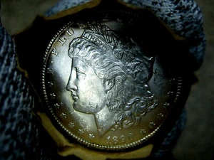 1890-p Blast White Unc Morgan Silber Dollar aus einer Originalrolle wird bewertet - Bild 1 von 1