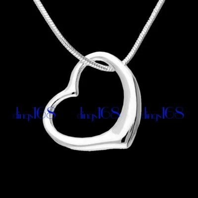 Colgante de plata de ley 925 hipoalergénico corazón de amor abierto + collar H855 Foto 1 de 2