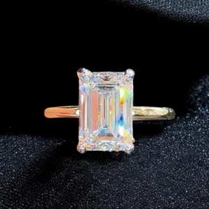 IGI Certified 3.30 Ct Two Tone Gold Emerald Cut Lab Grown Diamond Band 14K Ring - Picture 1 of 13