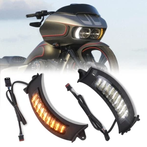 Pair LED Side Marker Lights Turn Singals Lamp with DRL For Road Glide 2015-2023 - Picture 1 of 11