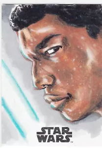 2017 Star Wars Reise zu den letzten Jedi Skizzenkarte Finn von Jonathan Caustria - Bild 1 von 2