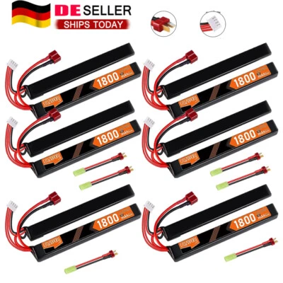 6 Stücke 11,1V 1800mAh 30C Airsoft Hobby LiPo Akku mit Mini Tamiya Stecker - Bild 1 von 4