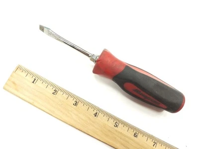 SNAP-ON TOOL 7/32" CABINET FLAT TIP SCREWDRIVER RED INSTINCT HANDLE SLOT SLOTTED - Image 1 of 4