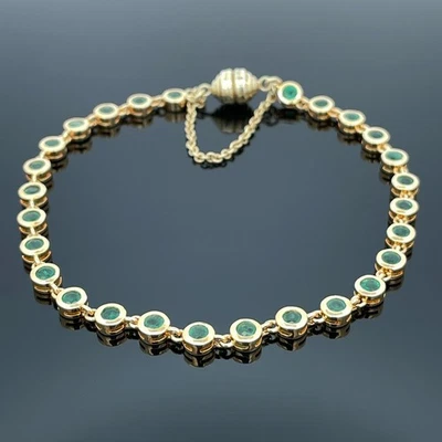 ARMBAND 925/-SILBER VERGOLDET MIT SMARAGD FACETTENREICH SCHMUCKJAGD - Bild 1 von 4