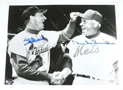 STAN MUSIAL ST LOUIS CARDINALS & DUKE SNIDER BROOKLYN DODGERS SIGNED 8 x 10 JSA - Image 1 of 4