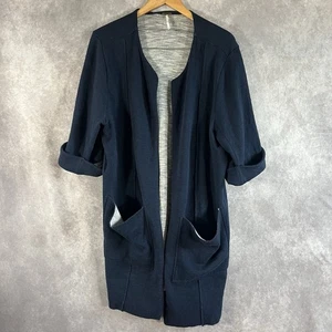 Free People Strickjacke Damen S/P blau offene Fronttaschen minimalistisch 3/4 Arm - Bild 1 von 10